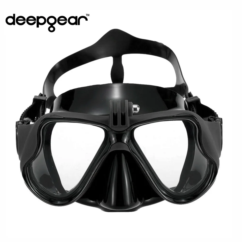 Deepgear профессиональная маска для подводного плавания для Gopro экшн-камера топ Маска Для Взрослых Черная Силиконовая маска для близорукости маска для дайвинга для близоруких - Цвет: Standard Black Mask