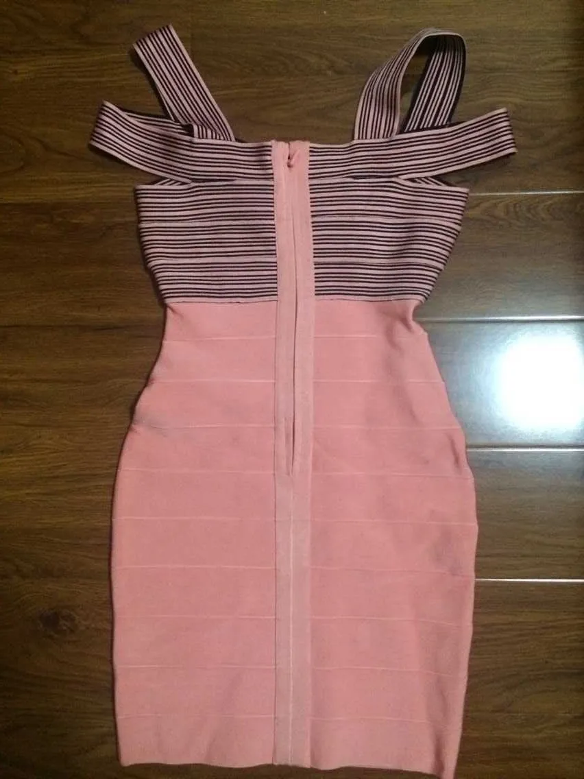 TOP Quality Women Sexy Jacquard Pink Rayon Bandage Dress 2015 Ladies Designer Bodycon HL For Girls | Женская одежда