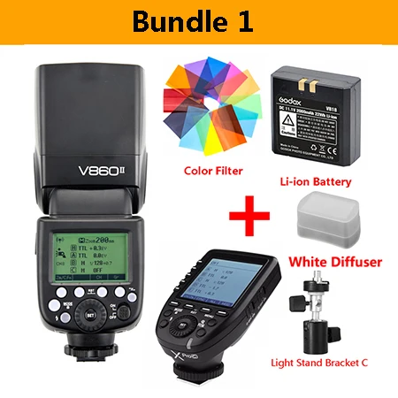 Bundle 1 Godox Ving V860 II литий-ионная батарея Speedlite вспышка для sony A7 A6000 A6300 для Canon Nikon Fuji Olympus w/Xpro Flash передатчик - Цвет: Bundle 1