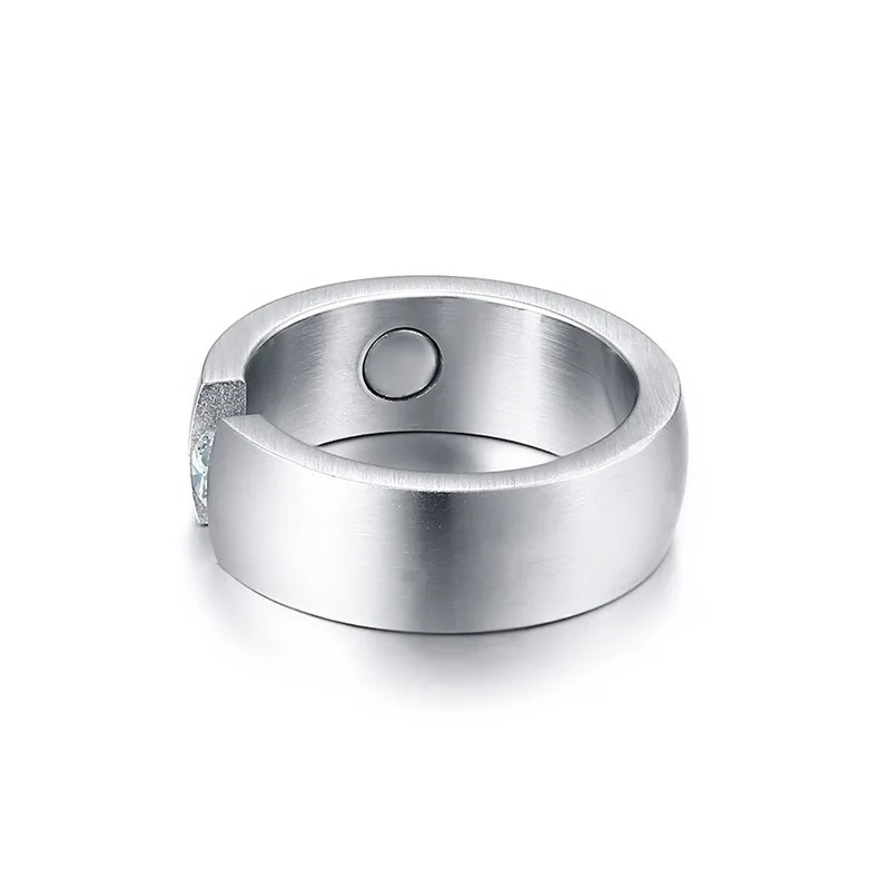 DOYUBO Simple Style Men's Stainless Steel Ring Magnets Stone Fashion Accessories For Male Cubic Zirconia Jeweryl DA073 | Украшения и