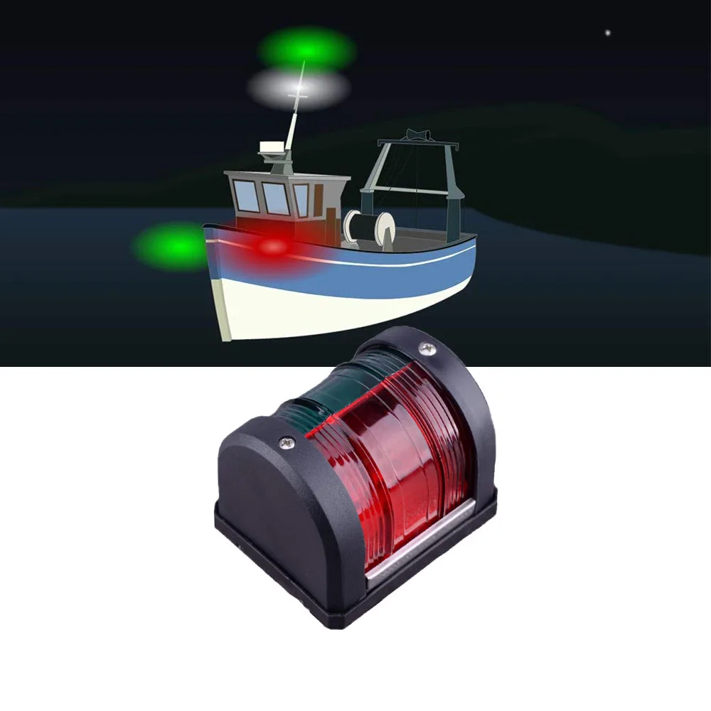 Морской навигационный фонарь для лодки светодиодный в красный и зеленый