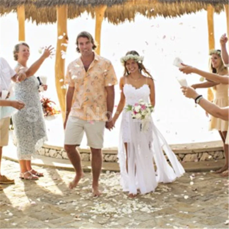 Oceanside 2016 New Beach Spaghetti Straps White Ivory Lace Chiffon wedding dress bridal gown robe de mariage Vestido noiva | Свадьбы и