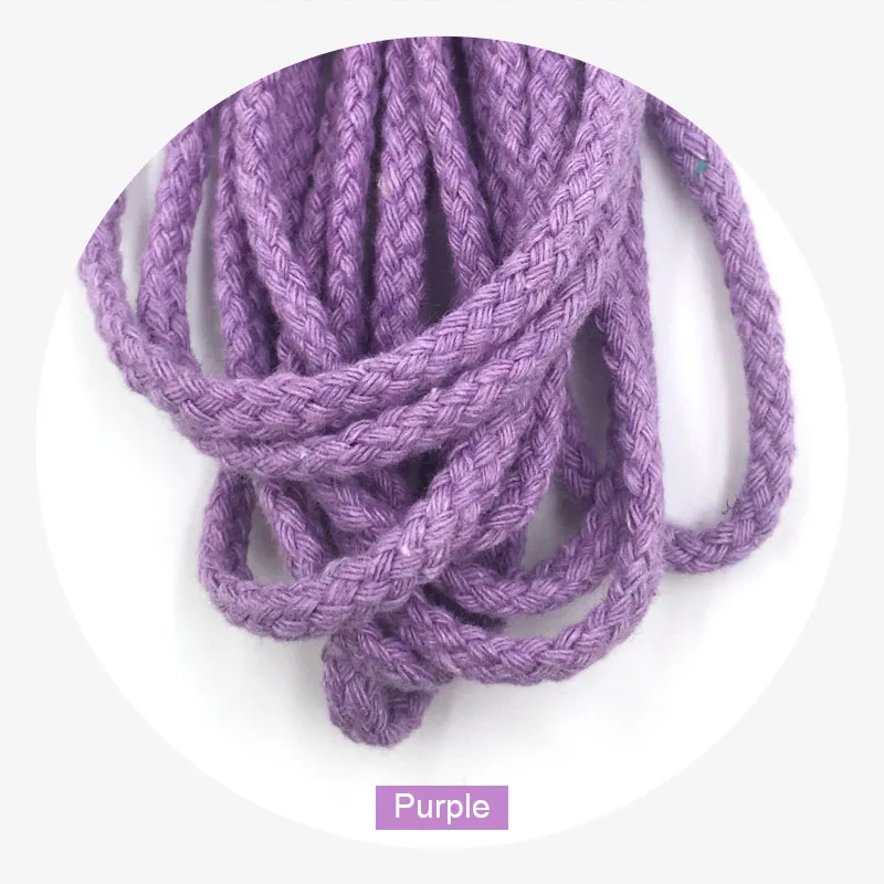 purple ZYFMPTEX самая дешевая 5 метровая длина 5 мм цветная хлопчатобумажная веревка 14 цветных декоративных шнуров для рукоделия дома - Цвет: purple