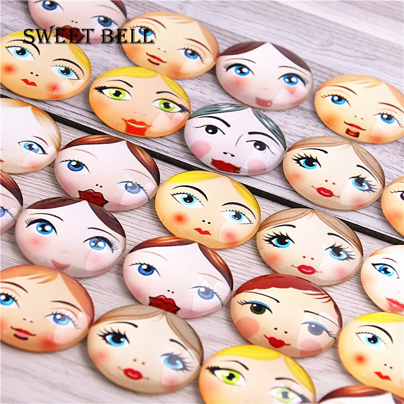 Sweet Bell 20 шт. новые модные смешанные стеклянные кабошоны ручной работы с узором