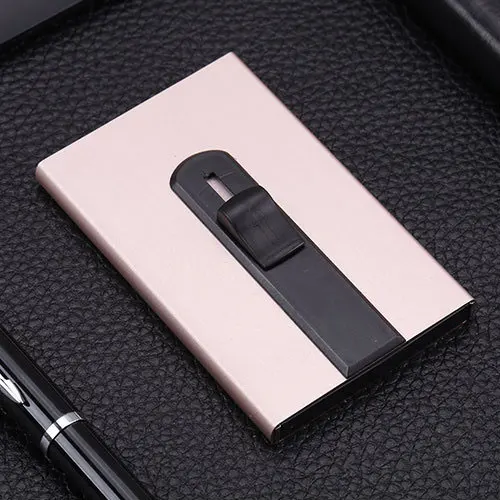 Модный простой пуш-ап сплав держатель для Карт RFID стоп Защищенный чехол для карт для мужчин и женщин - Цвет: gold