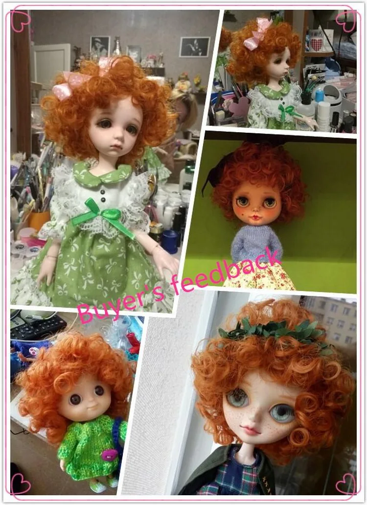 MUZIWIG термостойкий синтетический короткий оранжевый красный глубокий кудрявый милый кукольный парик волосы для 1/3 1/4 1/6 bjd SD парики для кукол аксессуары