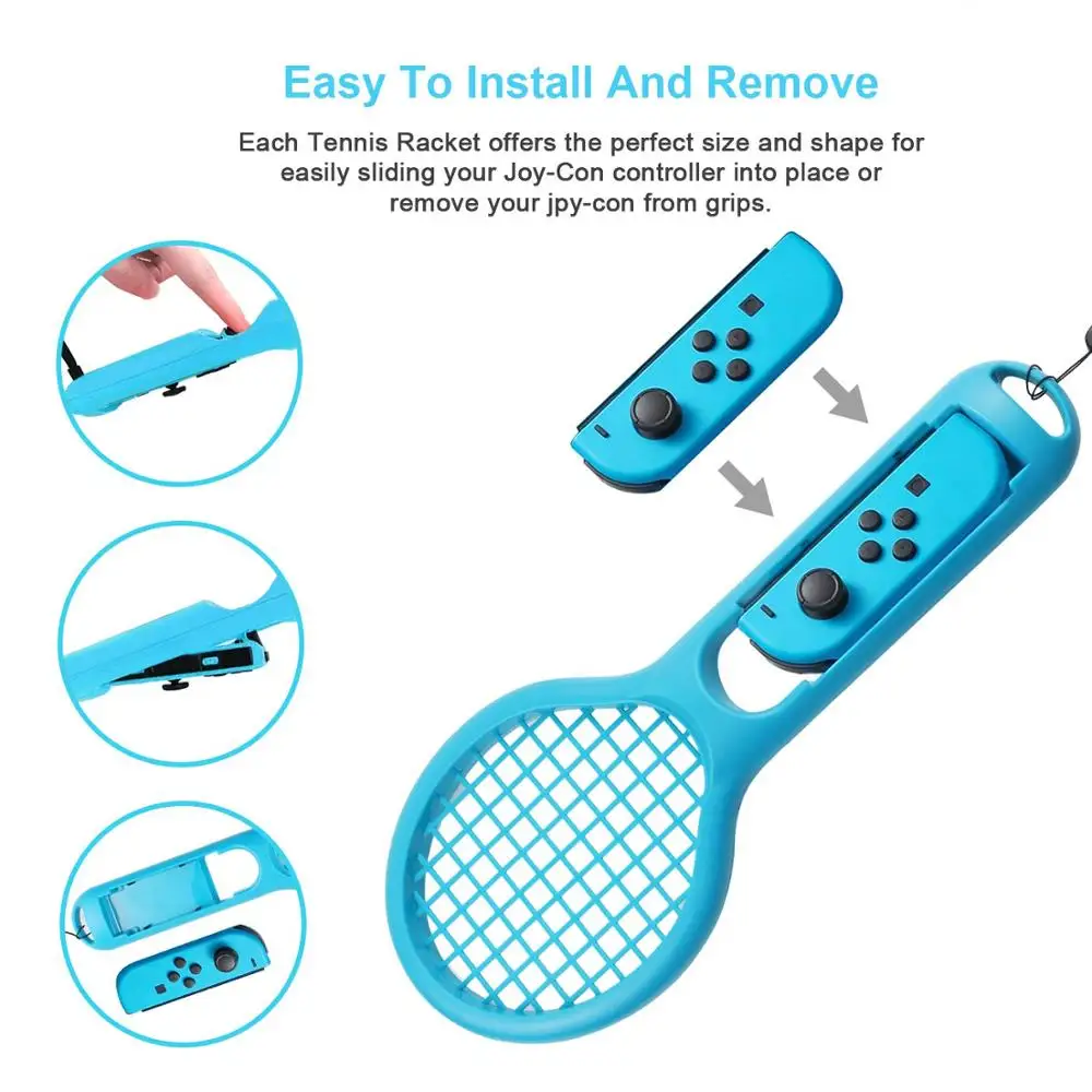 For Nintend Switch Joy-con ABS Tennis Racket Handle Holder for Nintendo NS ACES Game Player with 2 Analog Caps | Электроника