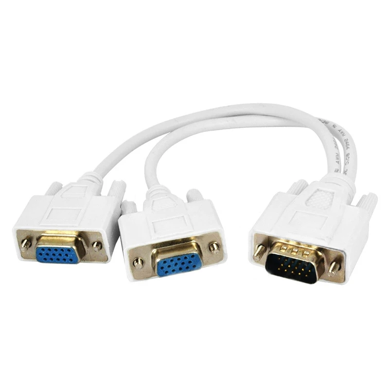 Высокое качество 1 мужской VGA до 2 Женский разветвитель для кабеля Way мониторы и SVGA