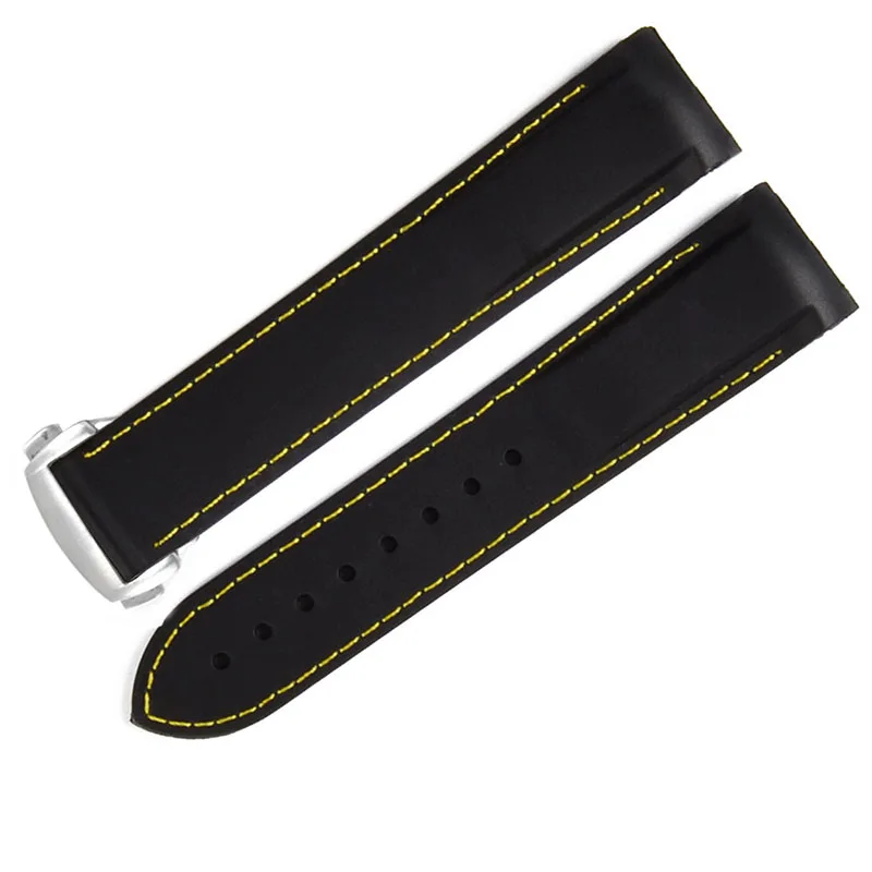 black yellow polish Водонепроницаемый резиновый силиконовый ремешок для часов Omega AT150 20 мм 22 мм Sea Master 300 черный синий океан спортивный человек 8900+ Инструменты - Цвет ремешка: black yellow polish