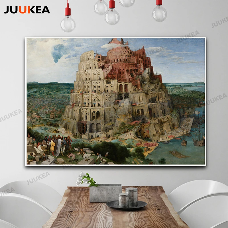Tower of Babel Pieter Brueghel The Elder Classic HD Canvas Painting Print On Canvas, Wall Pictures For Living Room, Home Decor