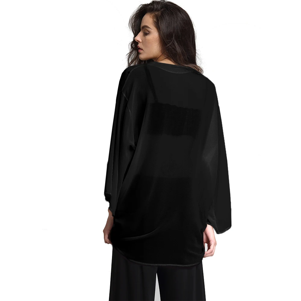 Женская шифоновая блузка с рукавом летучая мышь и круглым вырезом|blusas style|chiffon