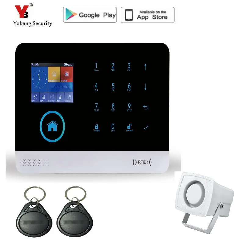 YB10301 Французская, русская, испанская беспроводная Wi-Fi GSM сигнализация Android ios APP управление домашняя система охранной сигнализации с датчиком движения PIR - Цвет: YB10301