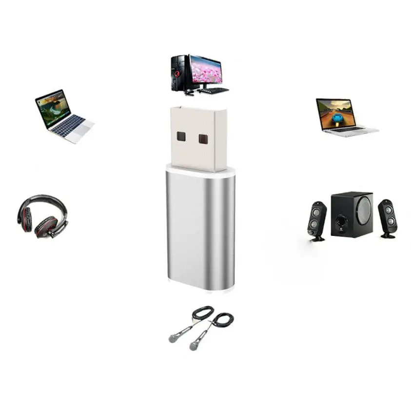 HIPERDEAL алюминий 7,1 Стерео внешняя USB звуковая карта USB2.0 к разъему 3,5 мм наушники аудио адаптер Micphone звуковая карта