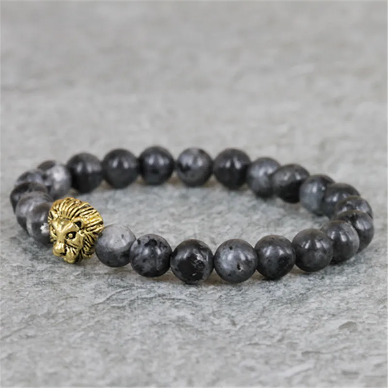 Новинка 2017 года дизайн Для Мужчин's Браслеты 8 мм Серый лабрадорит камень