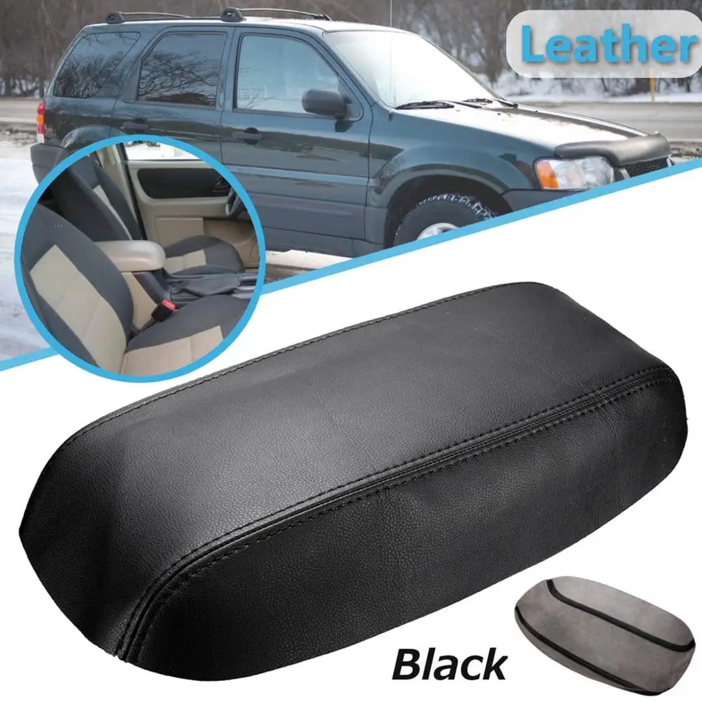 Black Для Ford Escape 2001 2002 2003 2004 3 цвета, кожа, черный, бежевый, серый, автомобильная центральная консоль, подлокотник, защитная накладка - Название цвета: Black