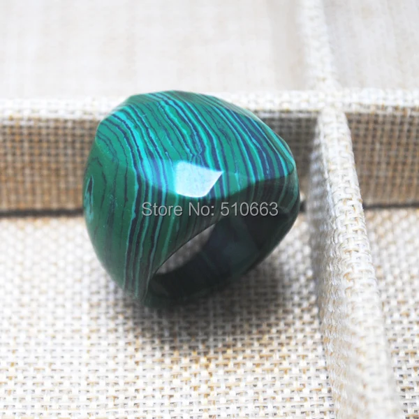 Модное мужское кольцо с граненым зеленым малахитовым камнем 1 шт. роскошное