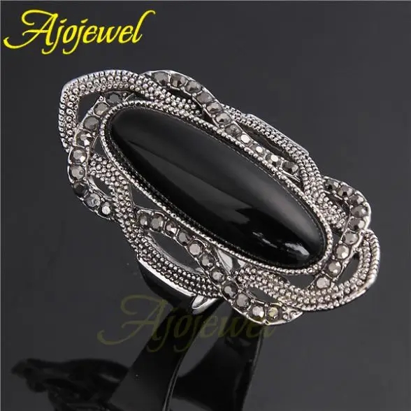 Женское Винтажное кольцо Ajojewel большое в стиле ретро с фианитом ювелирное изделие