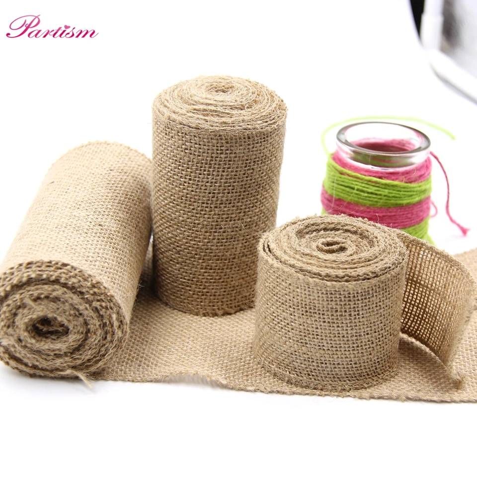 

3M/Lot Jute Burlap Rolls Hessian Ribbon Lace Rustic Vintage DIY Ornament Burlap Home Decor Birthday/Wedding Party Decoration