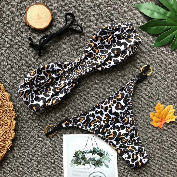 Сексуальный бандажный купальный костюм бикини 2018 купальник женский однотонный