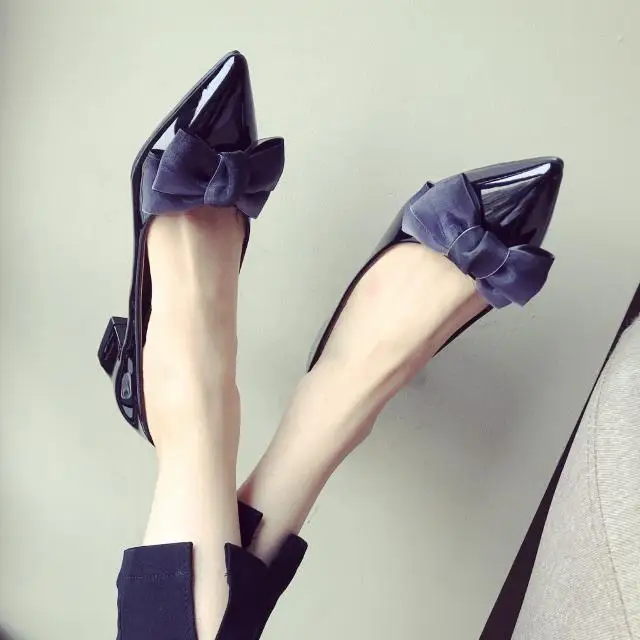 Хит продаж женские пикантные туфли на высоком каблуке с острым носком и бантиком