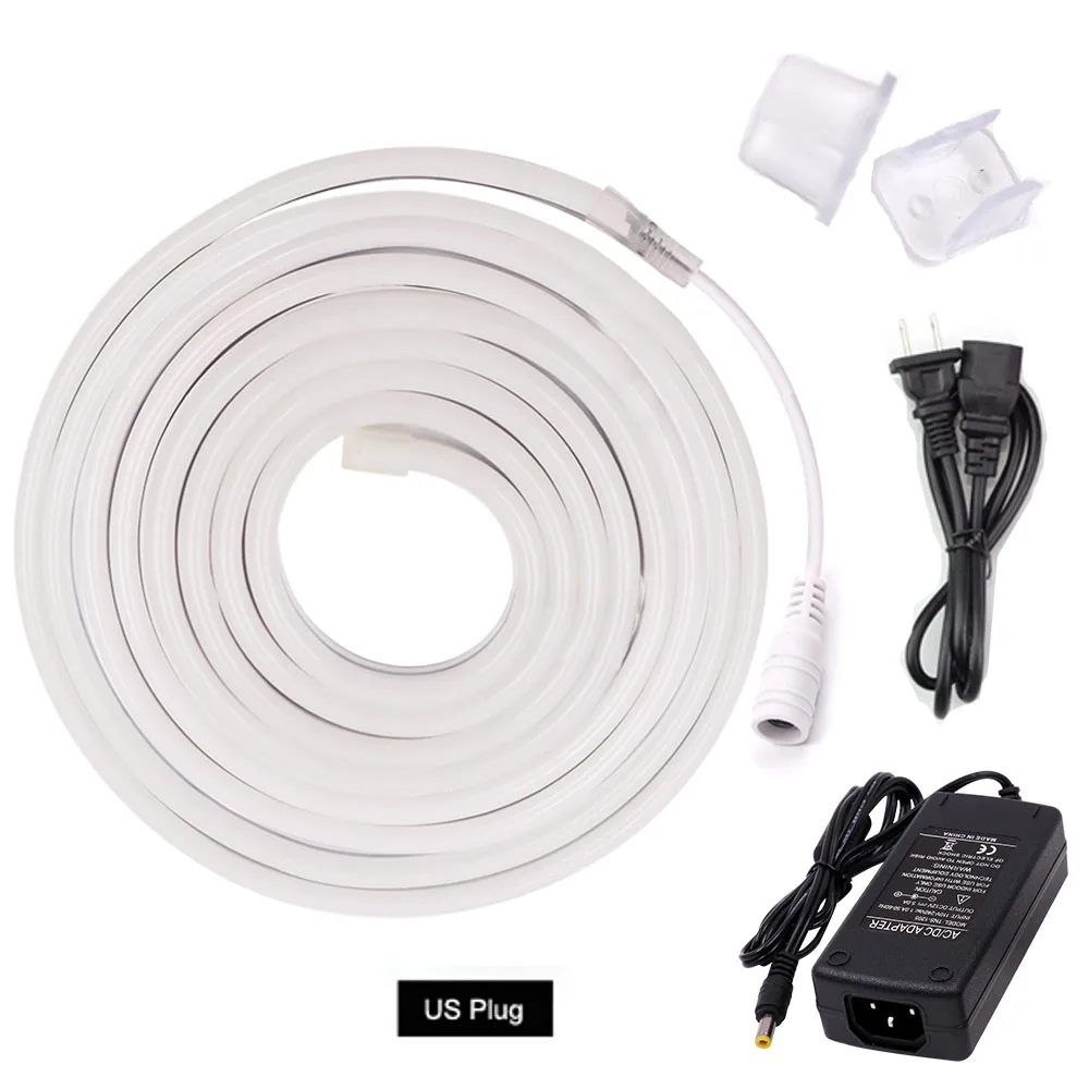 Neon Light US Plug XUNATA DC12V 120 светодиодный s 6x12 мм светодиодный неоновый светильник SMD2835 светодиодный Stip неоновая лента водонепроницаемая гибкая мягкая неоновая проволочная лента для декора - Испускаемый цвет: Neon Light US Plug