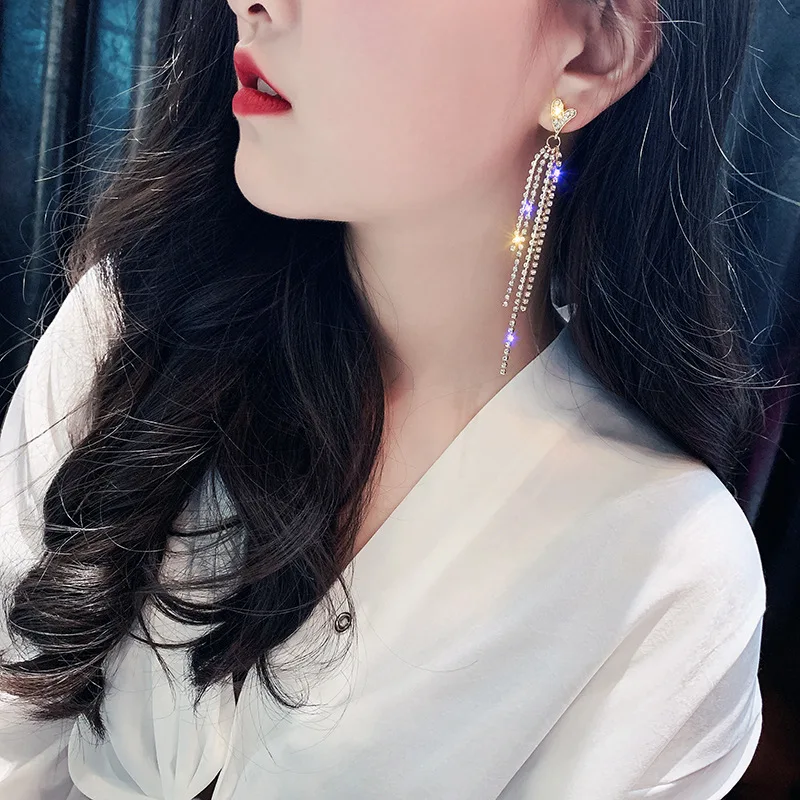 Европейские модные свисающие серьги для Для женщин сердце любовь Ленточки