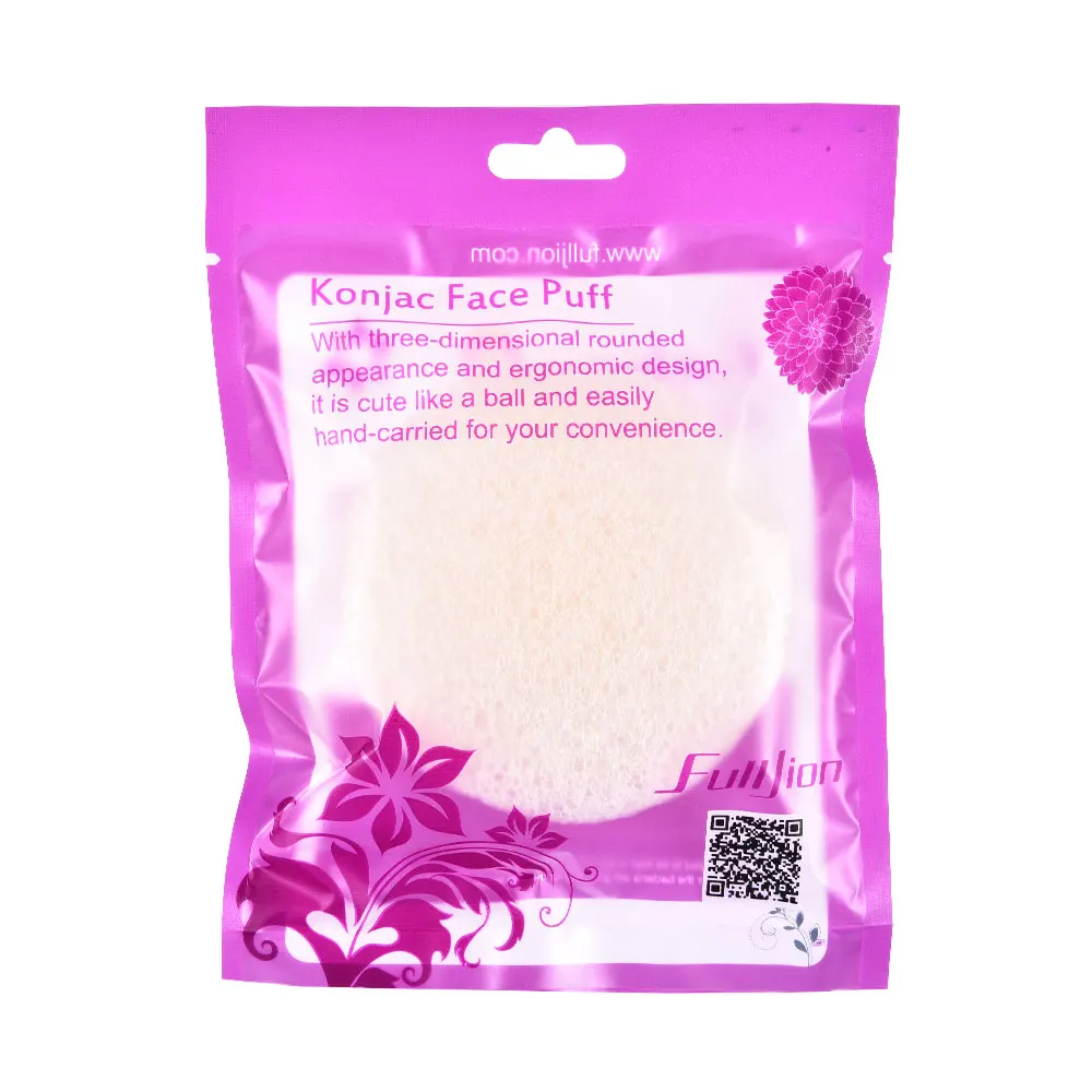 white with package Fulljion натуральный коньяк Конняку косметический пуховый отшелушивающий крем для лица очищающий флаттер губка для умывания лица Уход за Кожей Средства для очищения - Цвет: white with package