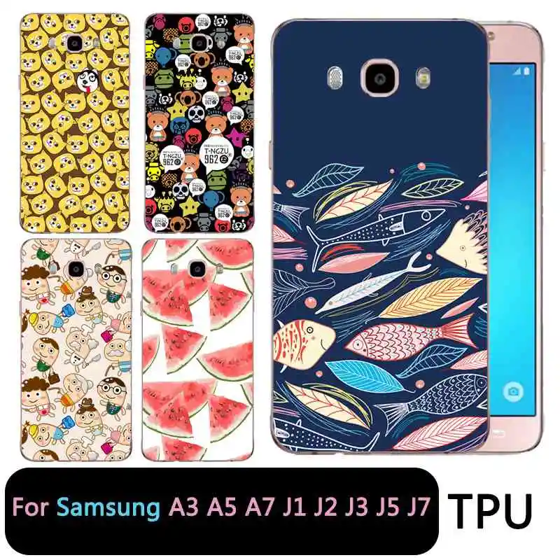 QMSWEI Soft Tpu Clear Phone Case For Samsung Galaxy A3 A5 2017 2016 prime J1 J2 J5 J3 J7 Watermelon Bear Fish Silicone |