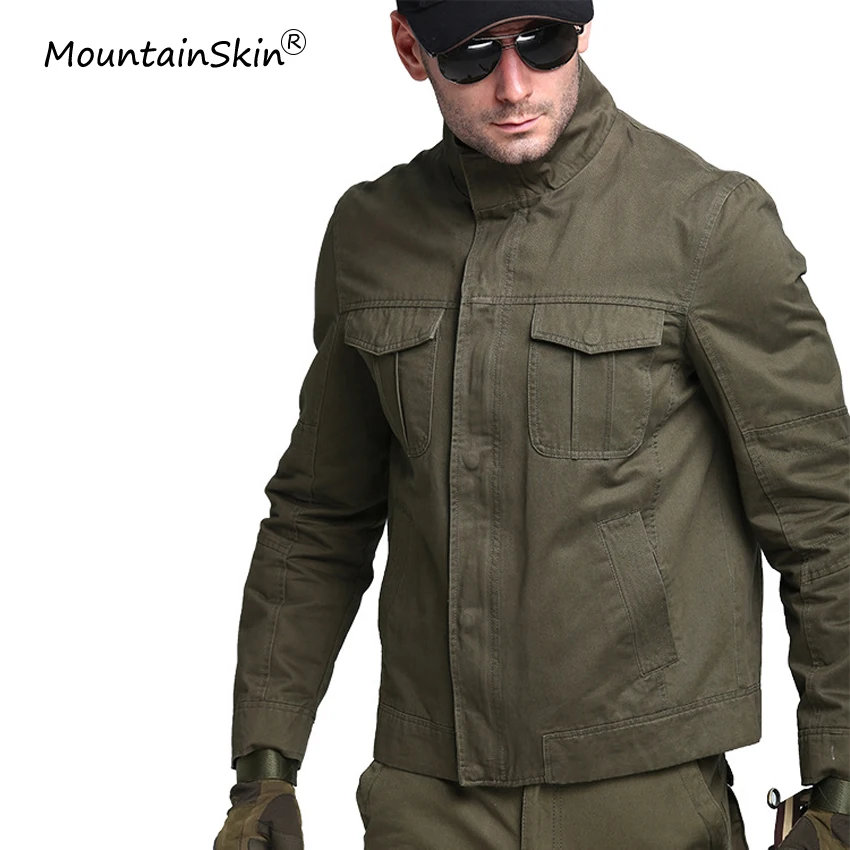Мужская ветрозащитная куртка Mountainskin армейская ветровка из хлопка для фитнеса на