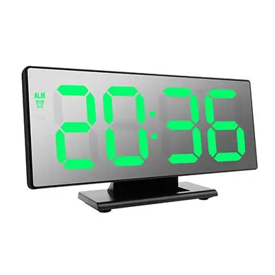 black shell green Светодиодный Будильник Большой Despertador украшение USB Зеркало Цифровые ночные светильники часы настольные электронные повтора рабочего стола дисплей - Цвет: black shell green