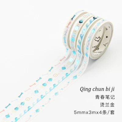 JIANWU 4 шт./компл. бронзового цвета серии лента Washi Разделение линия малярный скотч Скрапбукинг DIY канцелярских принадлежностей с симпатичным рисунком в форме пули аксессуары для журналов - Цвет: qing chun bi ji