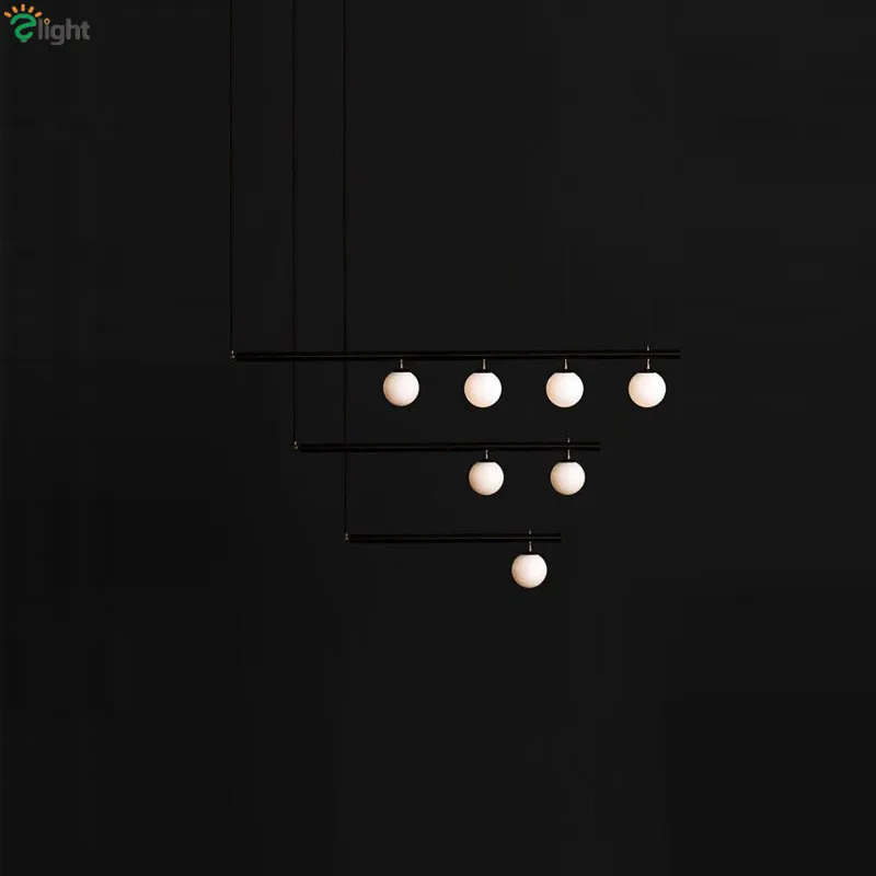 6 light black Скандинавские современные светодиодные E14 прямые Люстра для Обеденная кисть золотой круглый стеклянный шар люстра светильник ing блеск для внутреннего светильник Lamparas - Цвет абажура: 6 light black