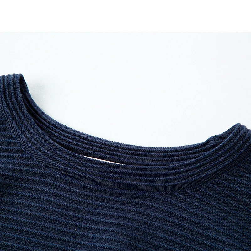 Suvance Autumn Winter Fashion Knitted O Neck Half Sleeve Sweater Casual Navy Blue Color Slim Women Pullover | Женская одежда