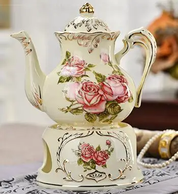 rose Китайский чайник, тепловая основа, обычная свеча, чайный набор, модный чайник, термостат, керамический, теплый, 900 мл, чайник - Цвет: rose