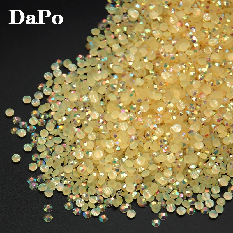 Стразы из полимерной смолы светло-желтого цвета AB для самостоятельного 3D дизайна