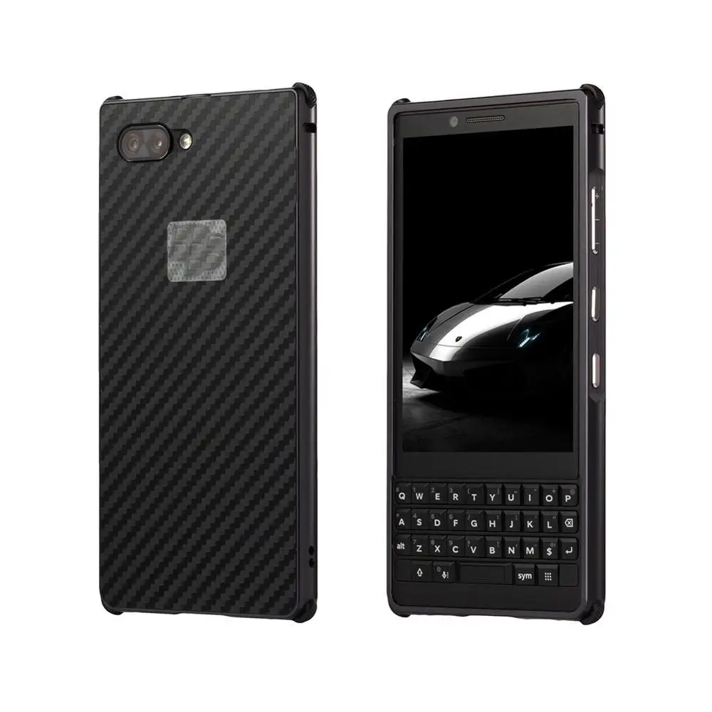 Черный Роскошный Гибридный чехол для Blackberry KEY 2 из жесткого углеродного волокна, металлический бампер+ PC защитный чехол на заднюю панель для KEY2 BBF100 - Цвет: Черный