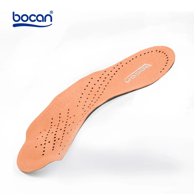 Bocan genuine leather insoles arch support for flat feet breathable insoles shock absorption for unisex