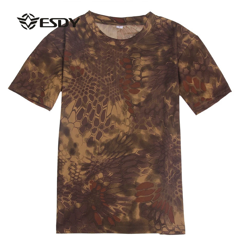 Мужская футболка в стиле милитари ESDY летняя с круглым вырезом и коротким рукавом