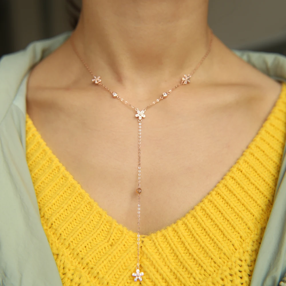 925 тонкий серебряный нежный Y boho красивый цветок ожерелье изысканное колье многослойное ожерелье Трендовое для женщин девушек