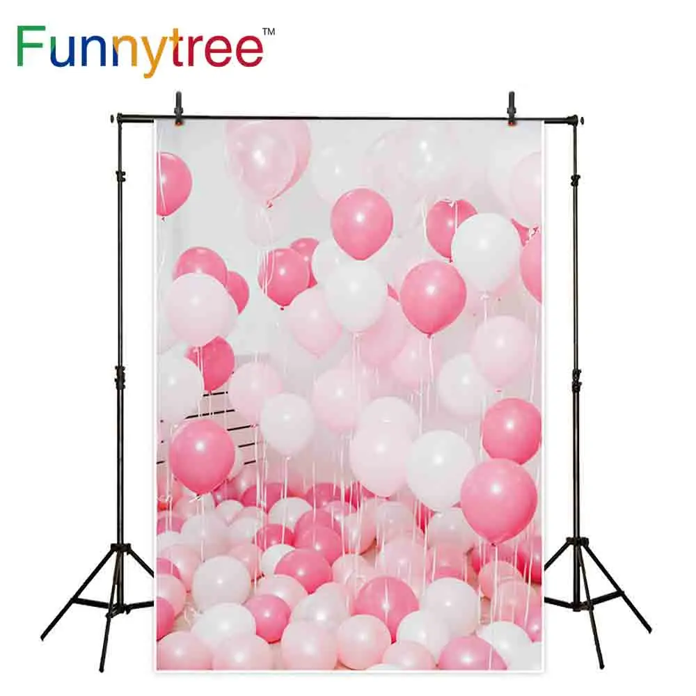 Фон Funnytree для фотостудии с белыми и розовыми воздушными шарами фотосъемки в
