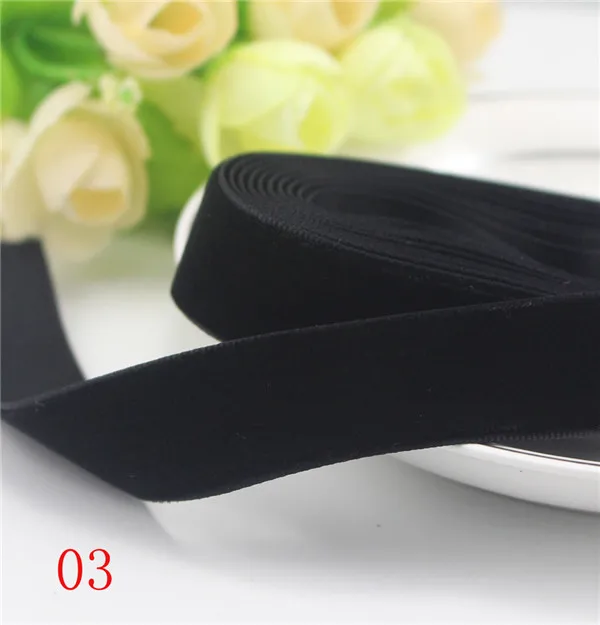 03 Black " 25-26 мм ширина бархатная лента для упаковки и украшения(2 ярдов/лот) T0604 - Цвет: 03 Black