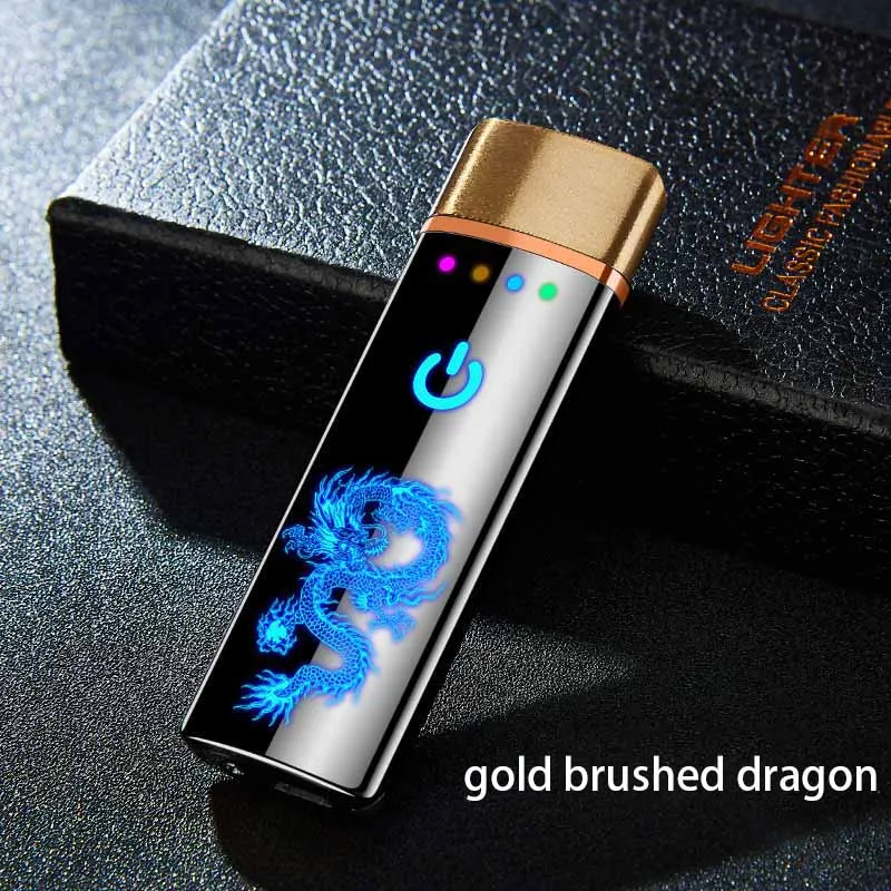 USB Зажигалка для сигарет для курения Электронная Turbo Tugsten изогнутая полноэкранная перезаряжаемая WilndProof гравировка имени