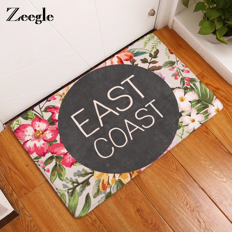 

Серия Zeegle Plants Words, добро пожаловать, коврики для входной двери, водопоглощающие кухонные коврики, прикроватный коврик для спальни, Нескользя...