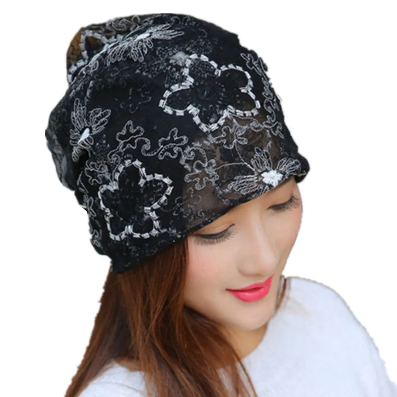 Тонкая секция кружева цветок двойного назначения женский головной убор шарф