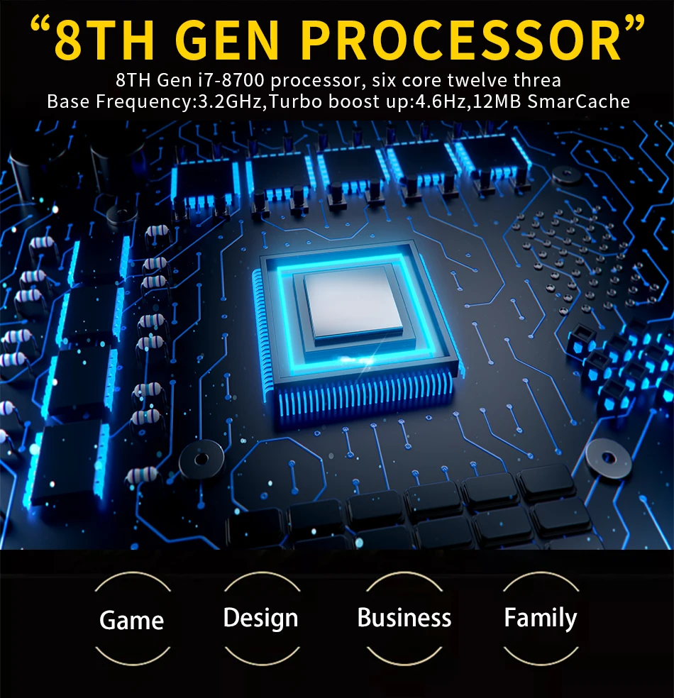 MSECORE 8-го поколения I7 8700 DDR4 игровой Мини ПК Windows 10 Настольный компьютер игра barebone linux intel UHD630 wifi HD VGA Bluetooth