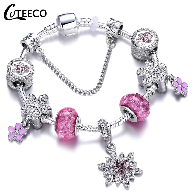 11 CUTEECO, Прямая поставка, новинка, AAA, циркон, очаровательный браслет для женщин, подходит для брендового браслета, ювелирное изделие, сделай сам, ручная работа, подарки для девушек - Окраска металла: 11