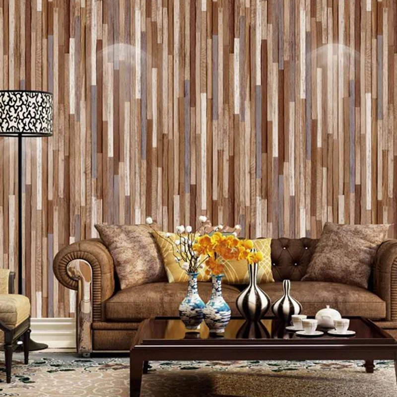 Винтажная деревенская американская 3D деревянная настенная бумага s Home Decor