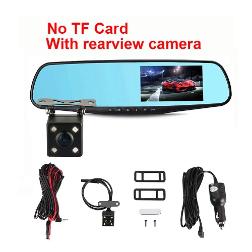 Without TF Card 4,3 дюймов автомобильное зеркало видео видеорегистратор зеркало FHD 1080P двойной объектив с камерой заднего вида авто видеорегистратор Registratory - Название цвета: Without TF Card