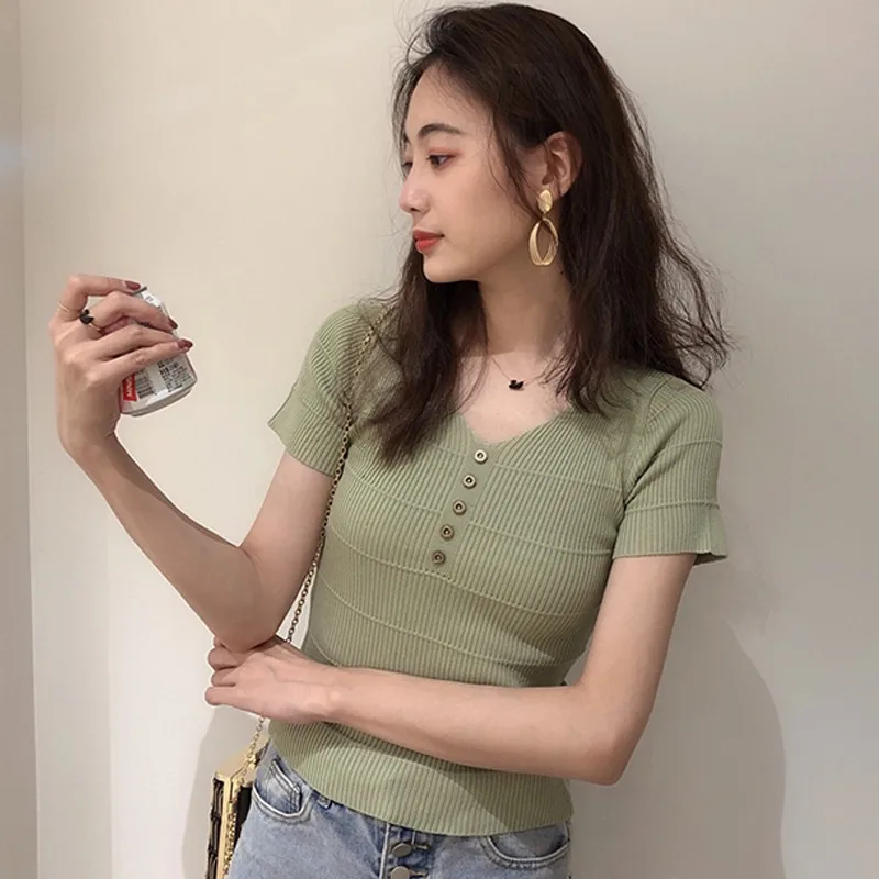 Camisetas Verano Mujer футболка из ледяного шелка свитер модная черная с коротким рукавом и