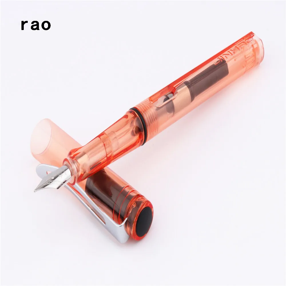 Высокое качество Jinhao 599 все Модные Цветные студент, школа, офис тонкий перьевая ручка новинка - Цвет: Transparen red